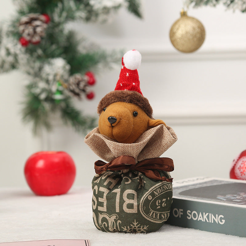 Cute Christmas gnome with gift sack