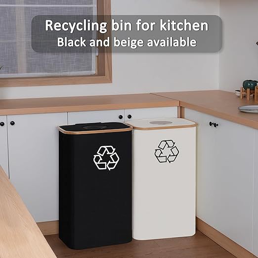 Elegant recycling bin with removable lid and compartments