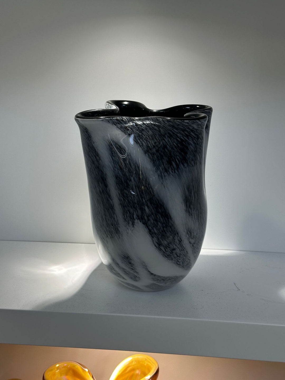 Sculptural Wavy Ruffled-Edge Centerpiece Glass