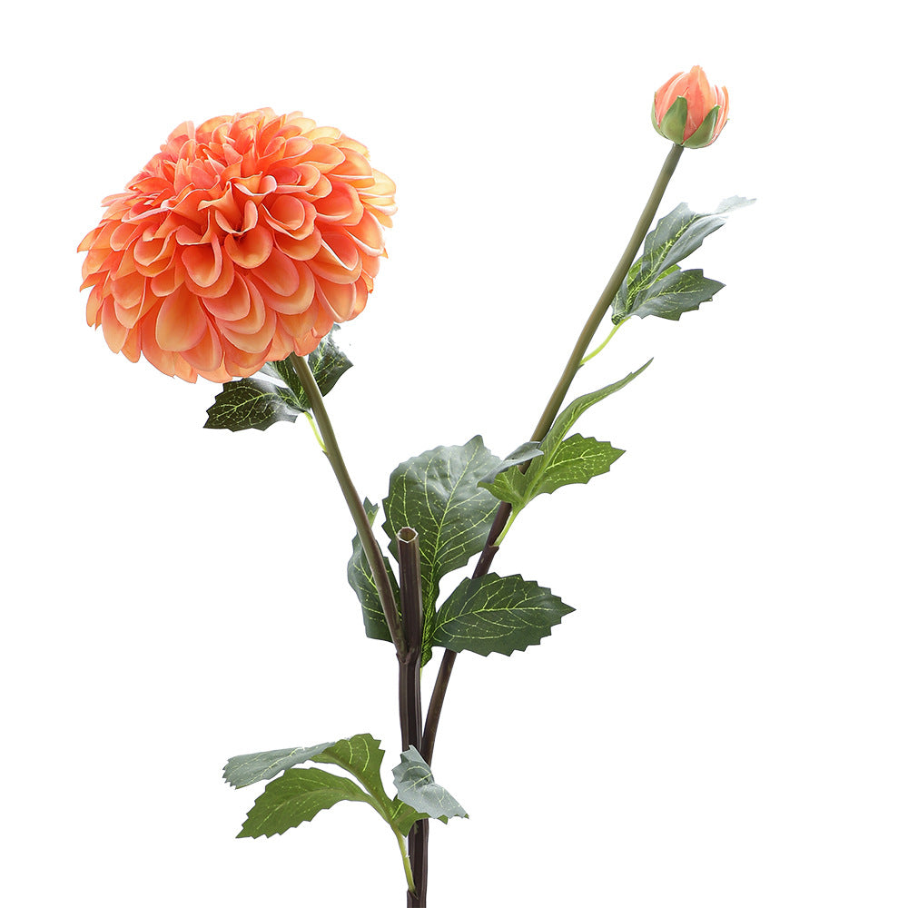 Artificial dahlia flower branch with realistic texture