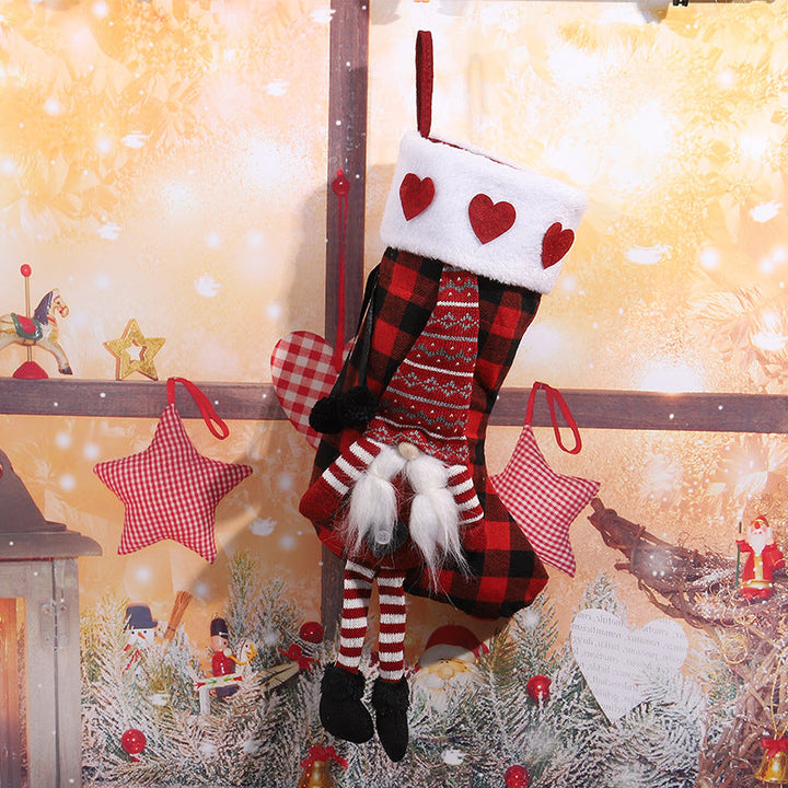 Cute Christmas stocking with gnome motif