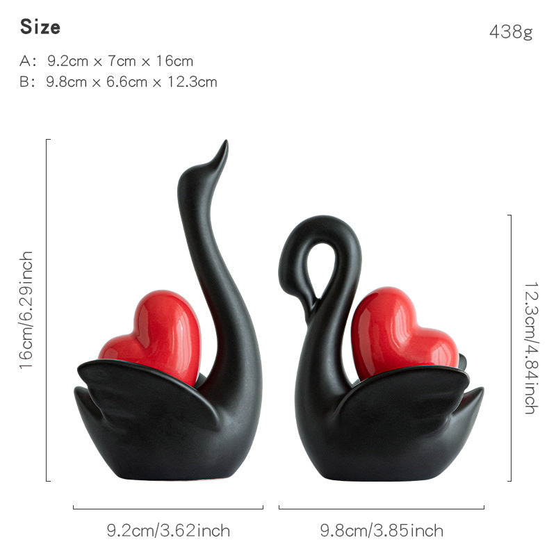 Elegant and romantic swans decorative figure