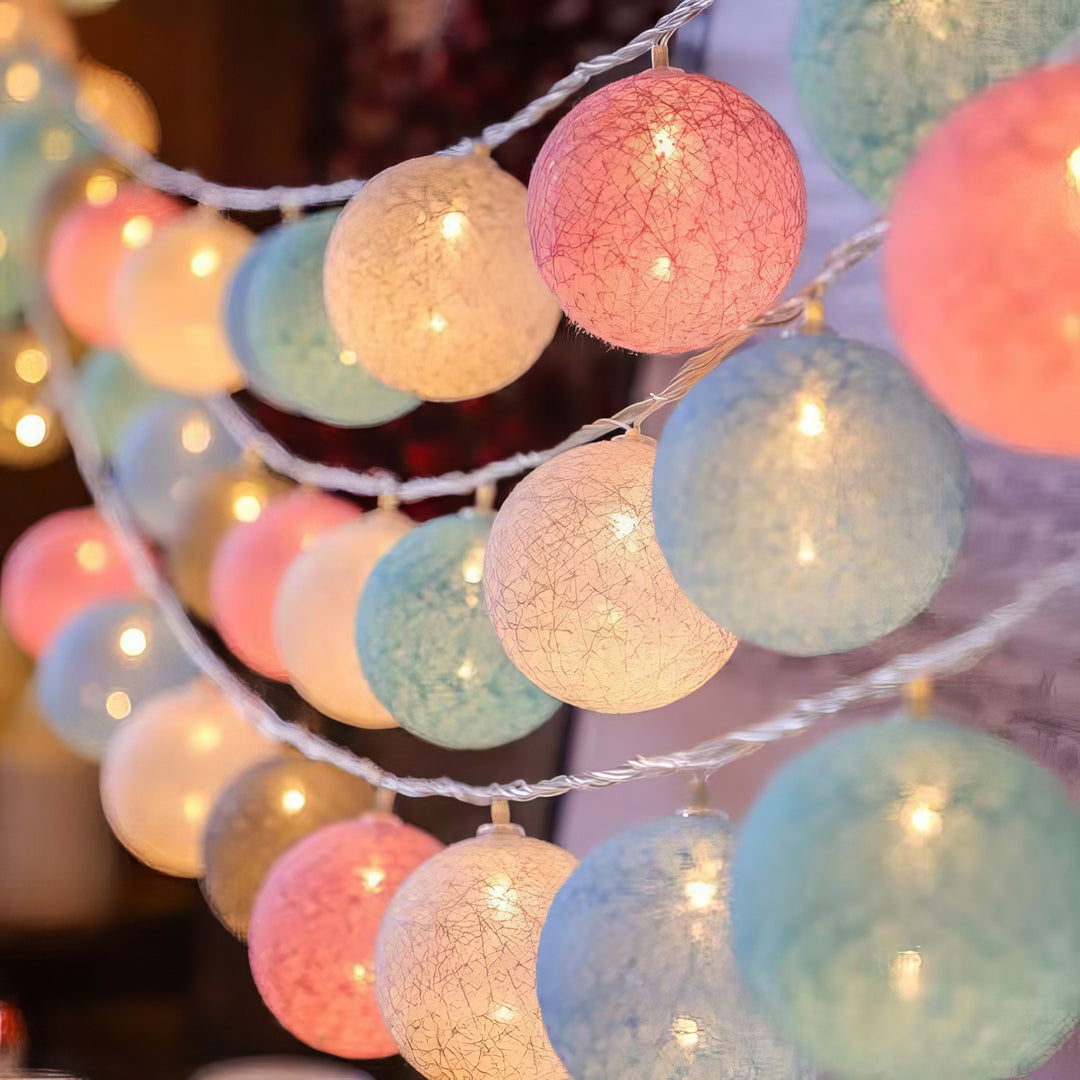 LED Cotton Ball String Lights Decorative Indoor Fairy Lanterns