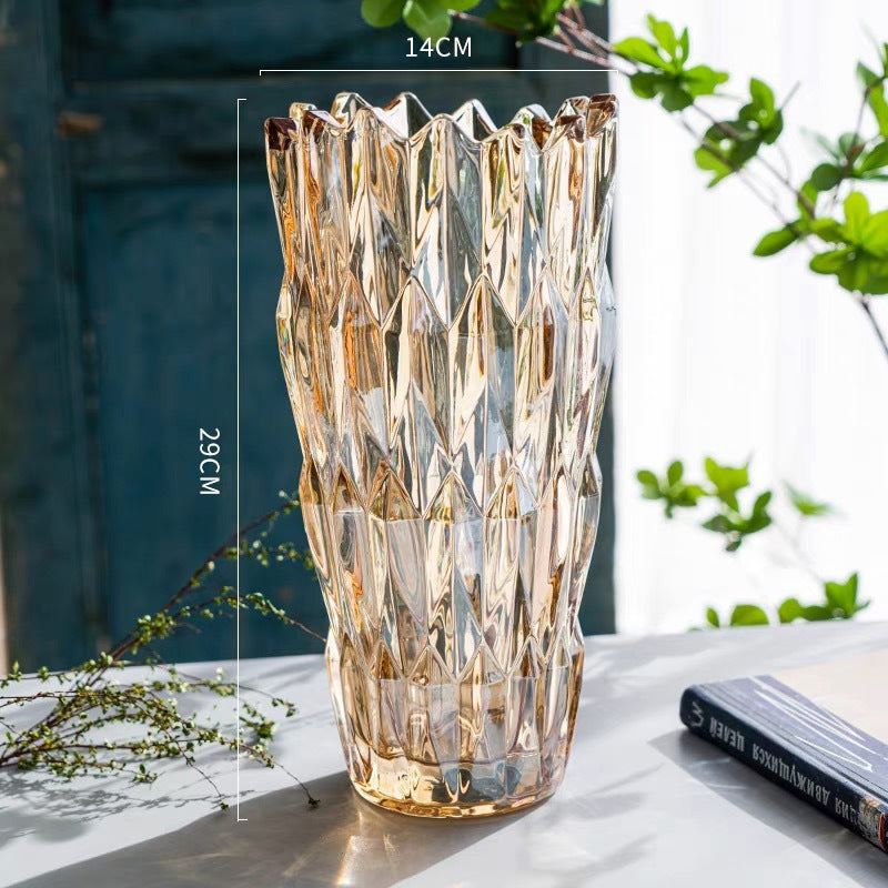 Geometric Cut Crystal Vase