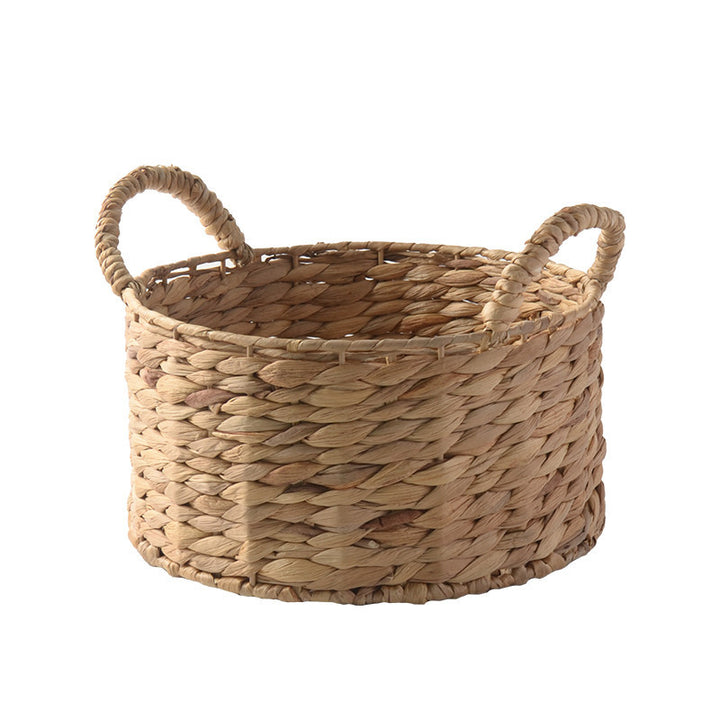 Handwoven storage basket with two handles