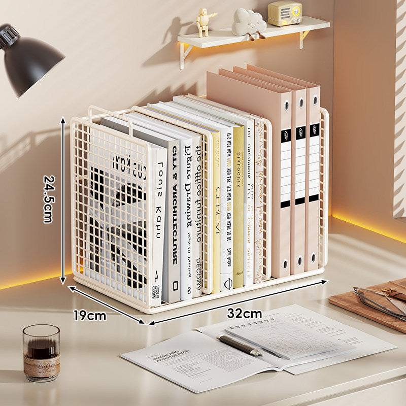 Desktop Metal Mesh Multi-Section Book and File Organizer Shelf