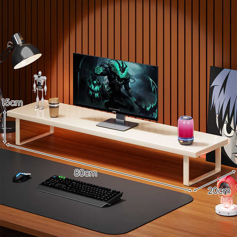 Solid Wood Monitor Riser Desk Shelf with Metal U-Leg Support