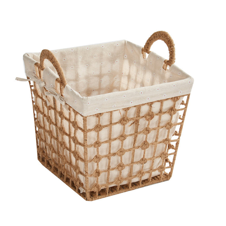 Storage basket with decorative fabric lining