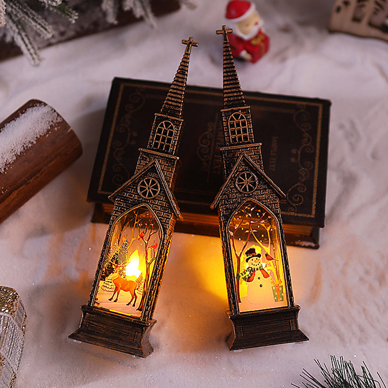 Nostalgic Christmas lantern with movable Santa motif