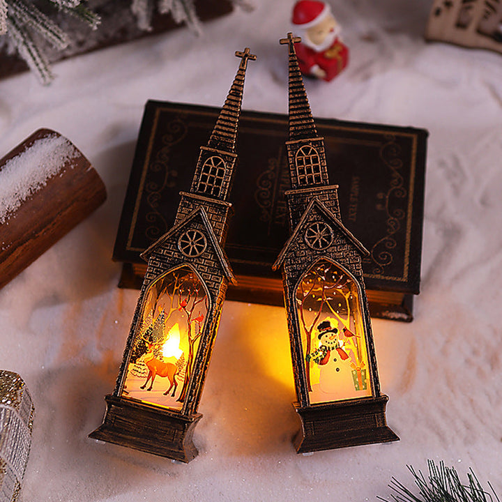 Nostalgic Christmas lantern with movable Santa motif