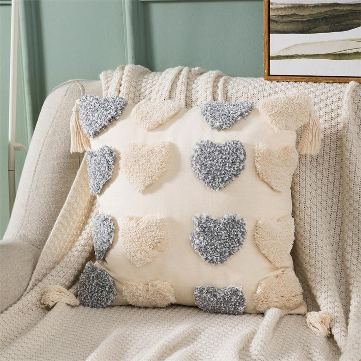 Textured Decorative Pillow with Tassels