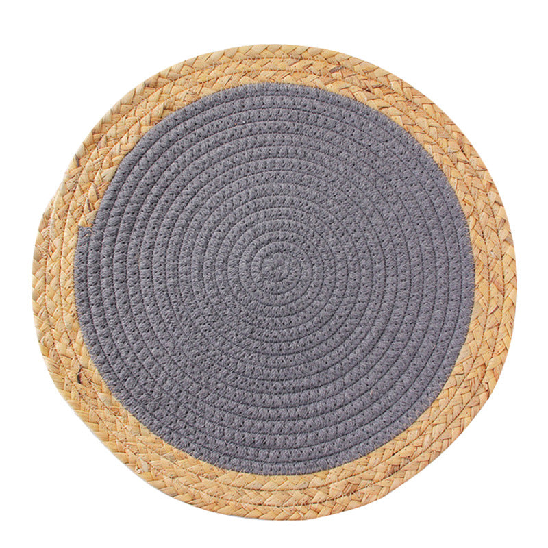 Round woven cotton braided rug for living and entrance area