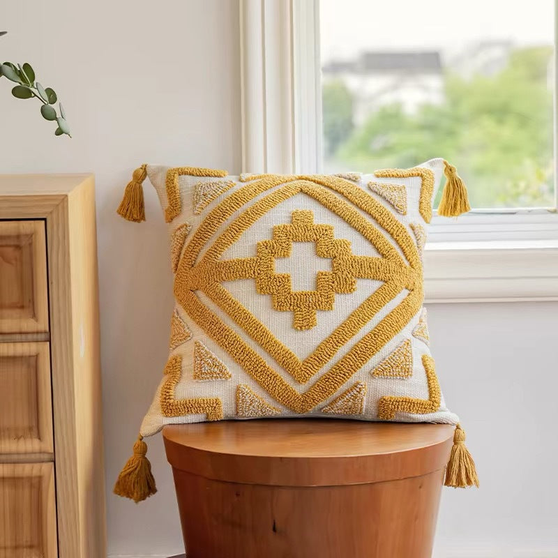 Textured Geometric Accent Pillow
