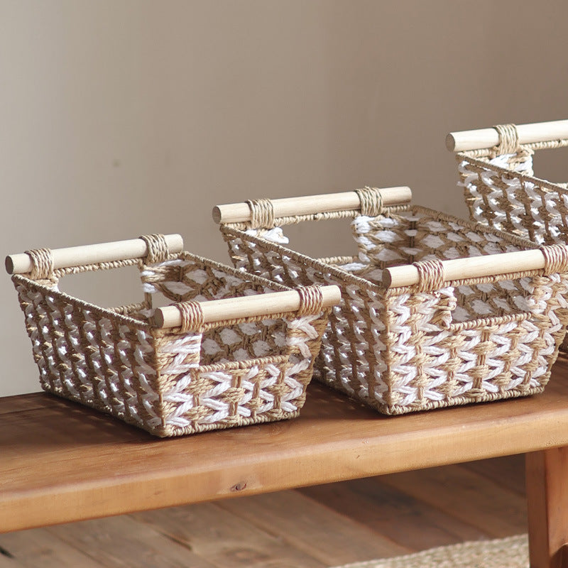 Handcrafted laundry basket made of natural material