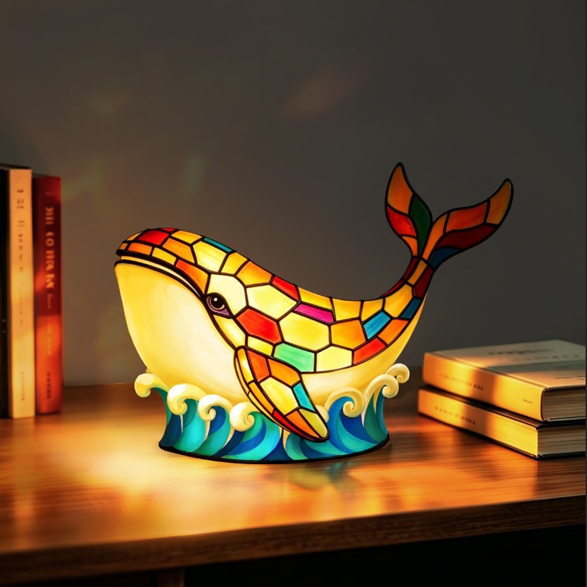 Stained Glass Dolphin Table Lamp