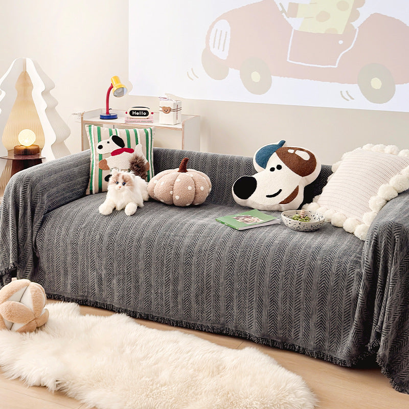 Decorative Pet-Themed Sofa Throw Blanket