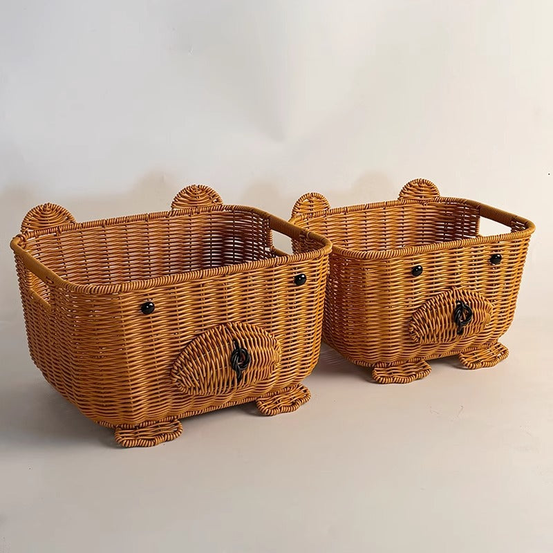 Handcrafted natural material storage basket