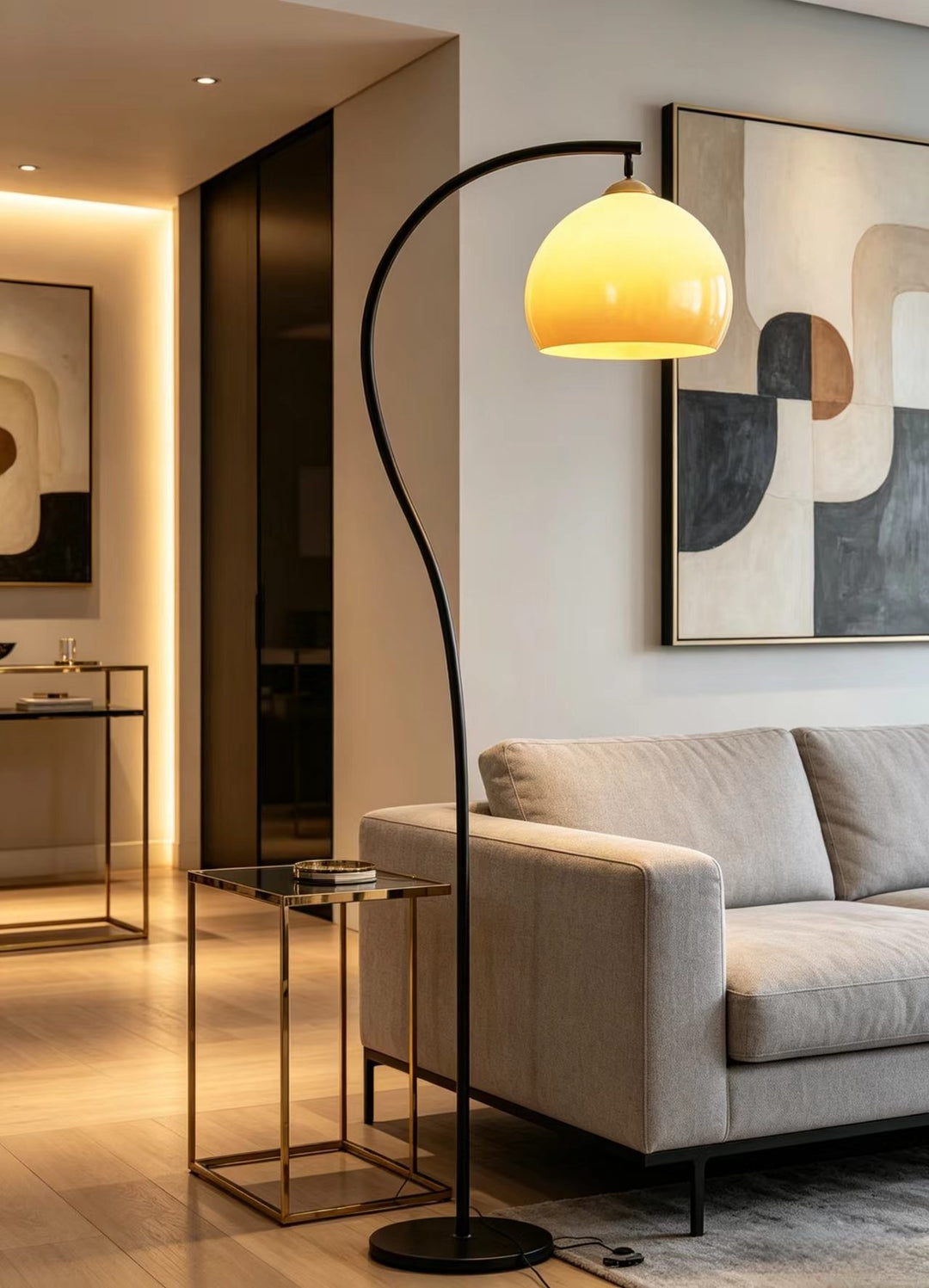 Arc floor lamp with dome shade
