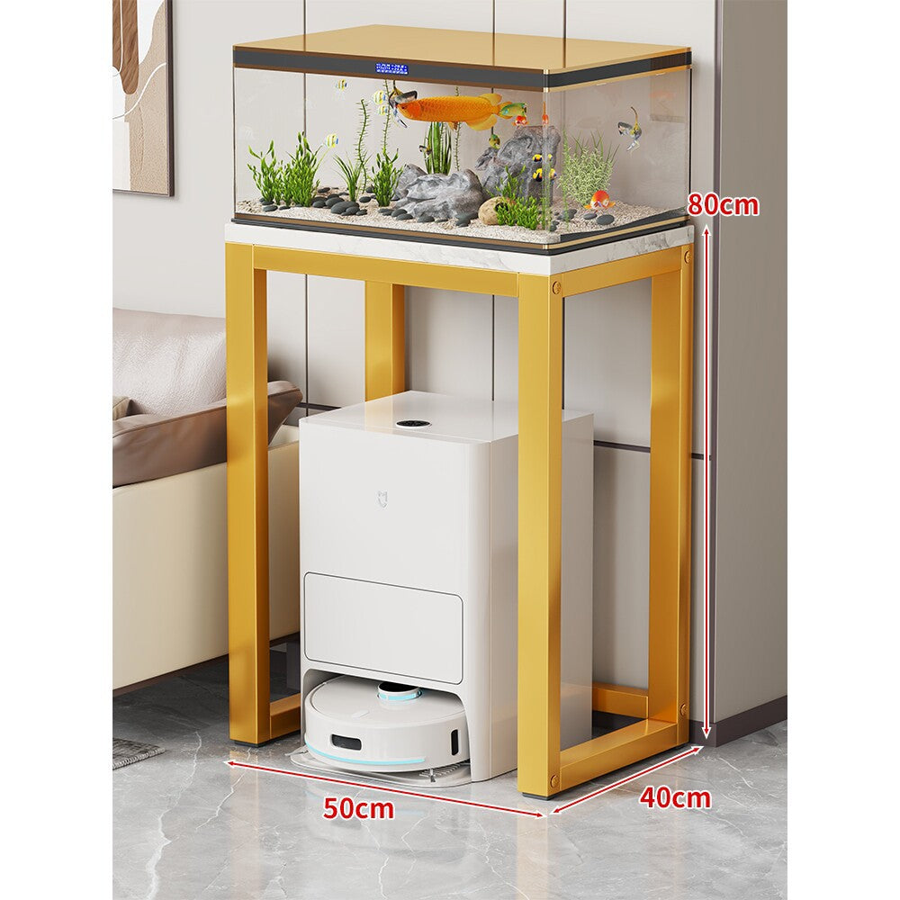 Modern Metal Frame Aquarium Console Table with Integrated LED Hood