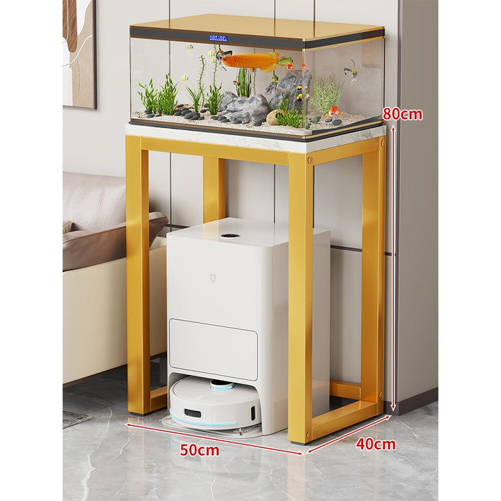 Modern Metal Frame Aquarium Console Table with Integrated LED Hood