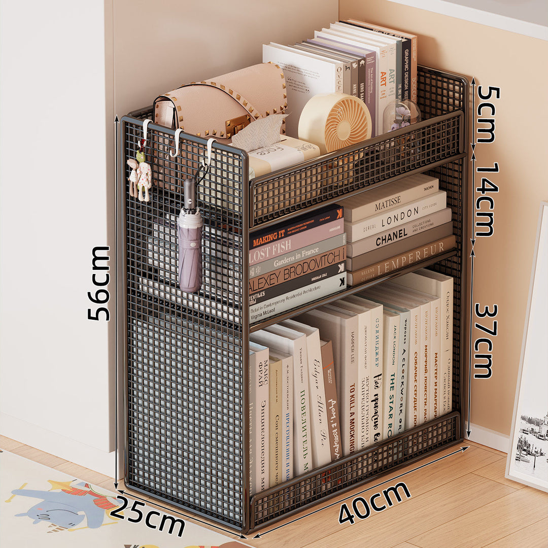 Wire mesh bookcase organizer