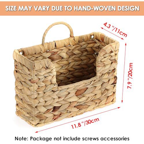 Wall shelf made of untreated wood with rattan inserts