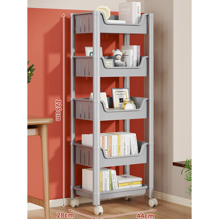 Multi-Tier Mobile Rolling Plastic Storage Organizer Cart with Deep Removable Bins