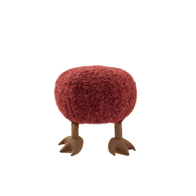 Cozy children's pouf seat with plush cover and decorative animal feet