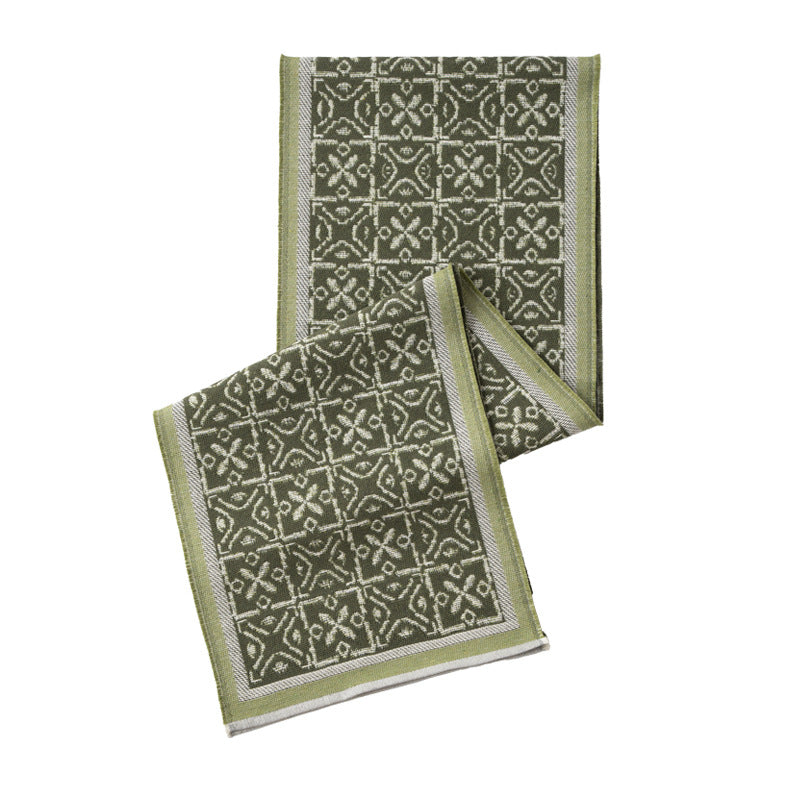 Jacquard scarf made of fine knit with ornamental weave structure
