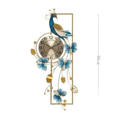 Artistic Metal Wall Clock with Floral and Bird Design