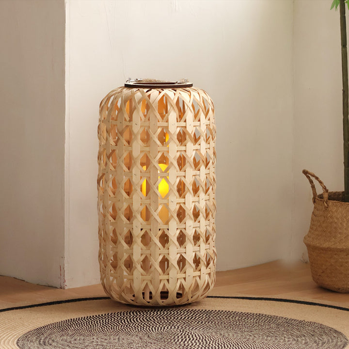 Elegant lantern made of handwoven natural material