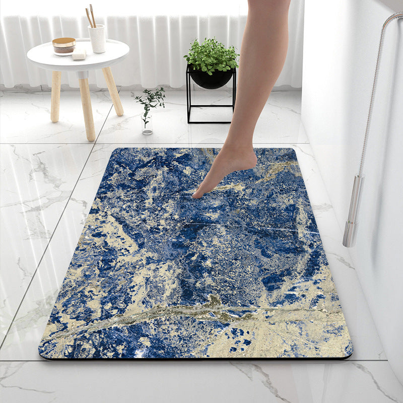 Soft Print Abstract Marble Bath Mat