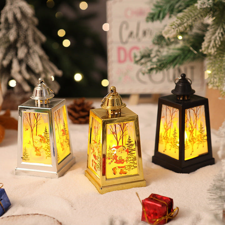 Decorative Christmas lantern with winter motifs