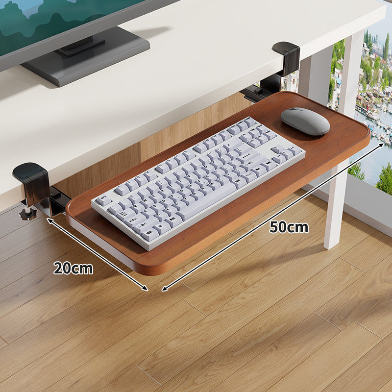 Clamp-Mounted Under-Desk Adjustable Bamboo Keyboard Tray