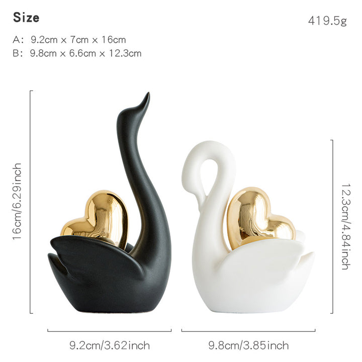 Elegant and romantic swans decorative figure