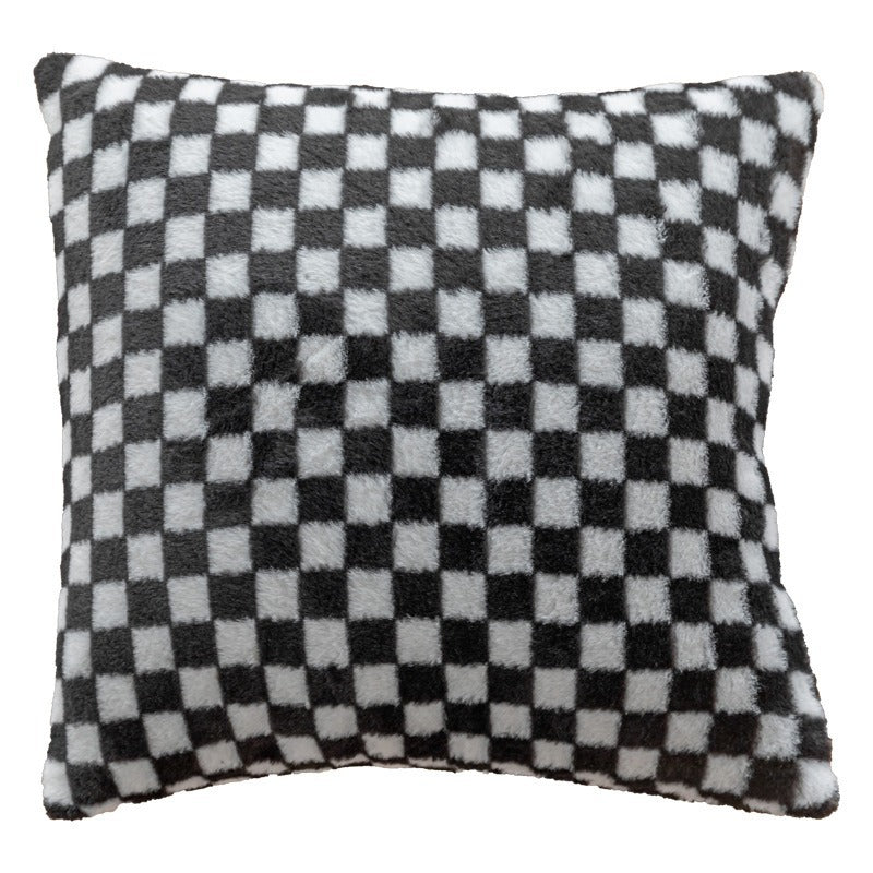 Plush Checkered Throw Pillow