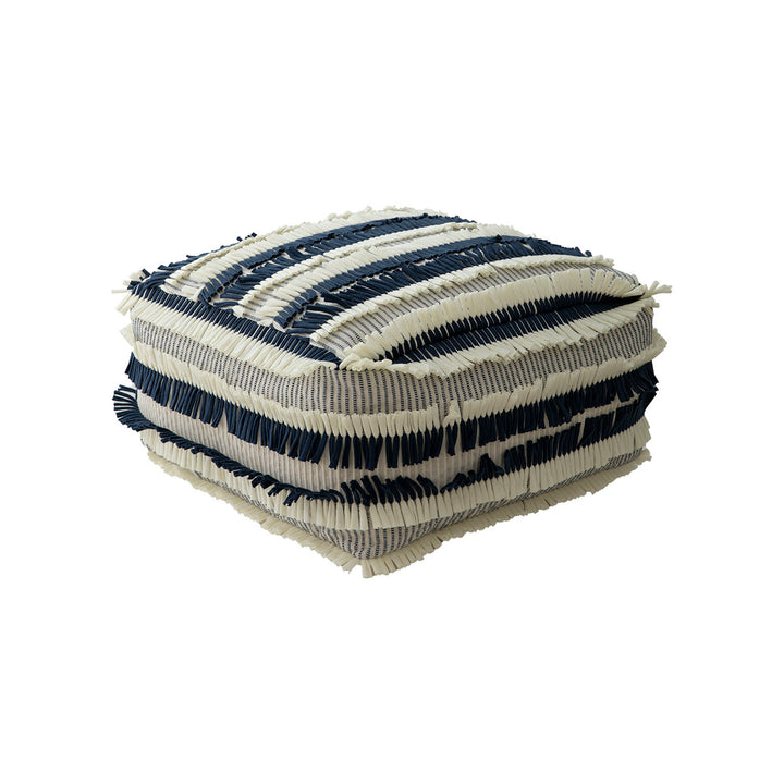 Boho-Pouf floor cushion with textured fringe surface