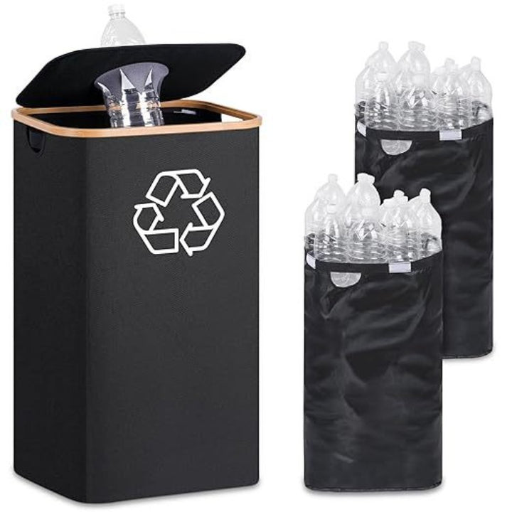 Elegant recycling bin with removable lid and compartments