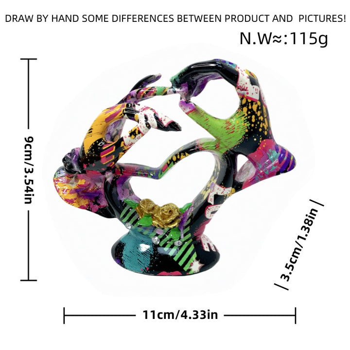 Artistic heart sculpture with detailed painting