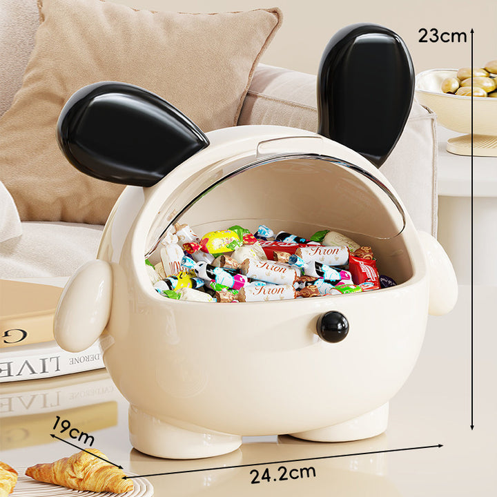 Cute Bunny Candy and Snack Storage Container with Hinged Flip Lid and Decorative Ears
