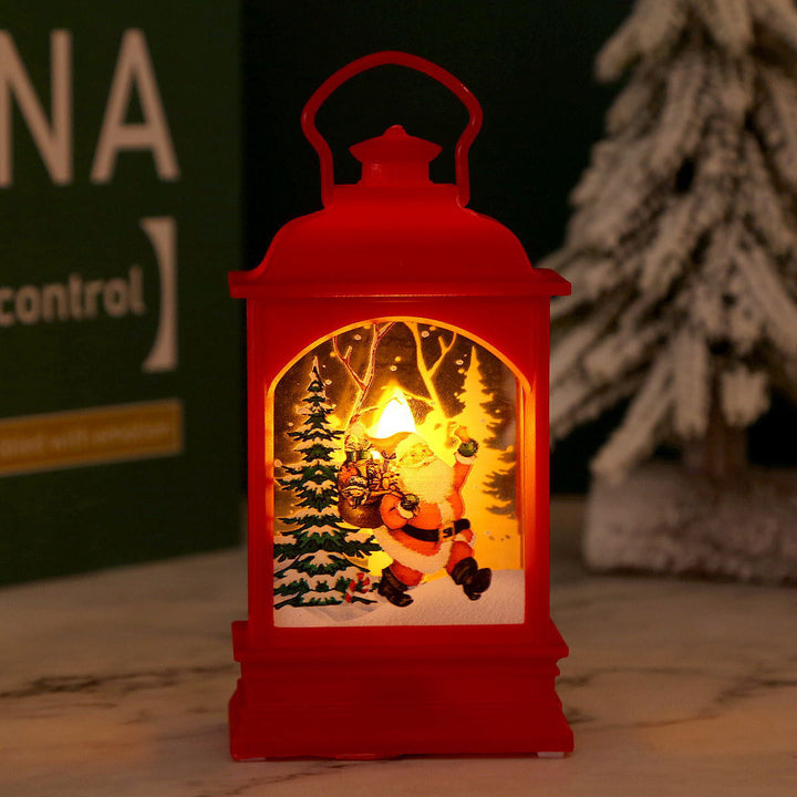 Nostalgic LED Christmas lantern with movable Santa motif
