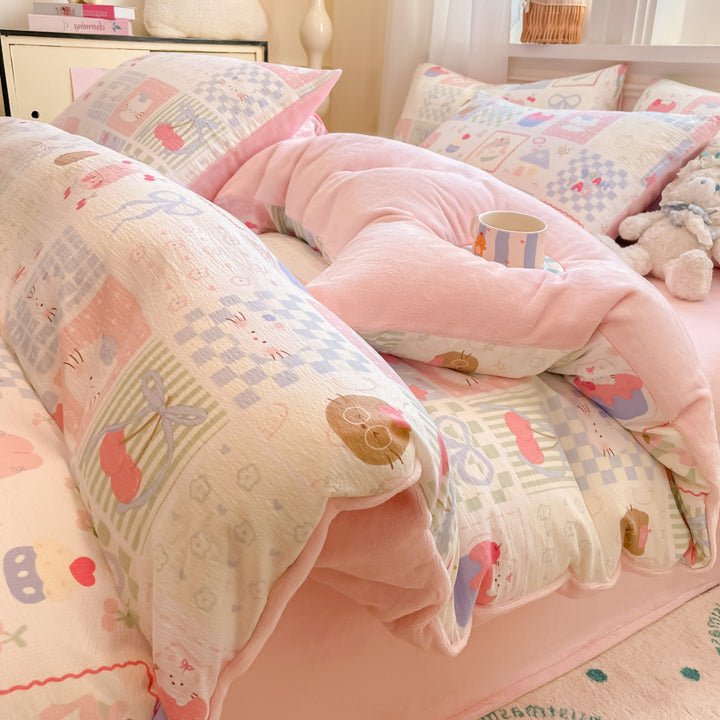 Playful Cartoon Print Duvet Cover Set