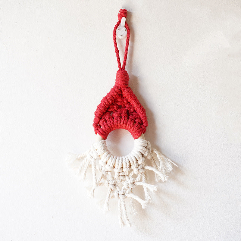 Macramé Decorative Wall Hanging with Circular Wooden Ring