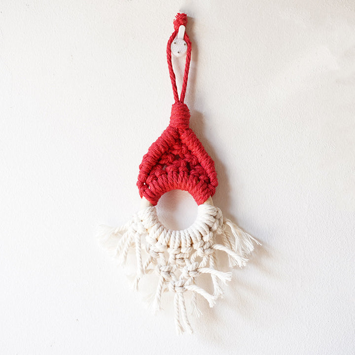 Macramé Decorative Wall Hanging with Circular Wooden Ring