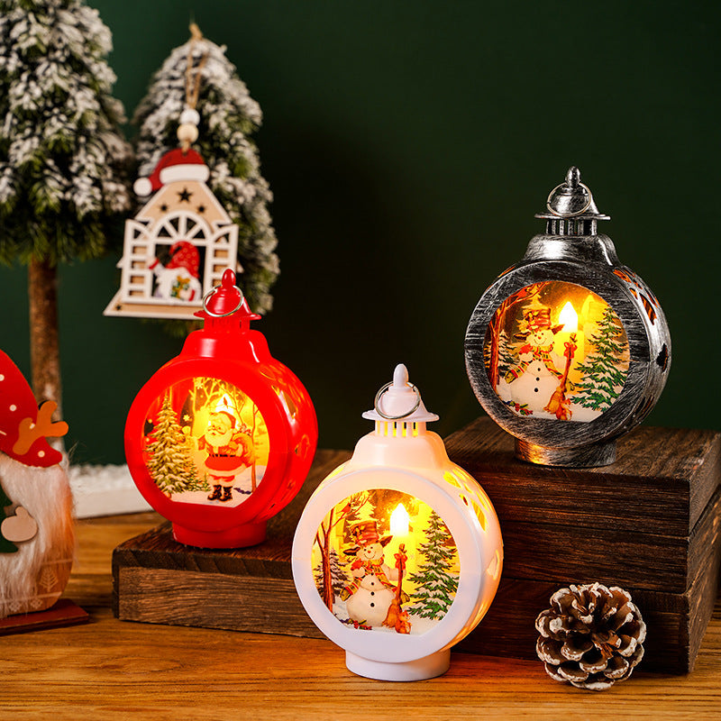 Nostalgic Christmas lantern with inviting deer scene
