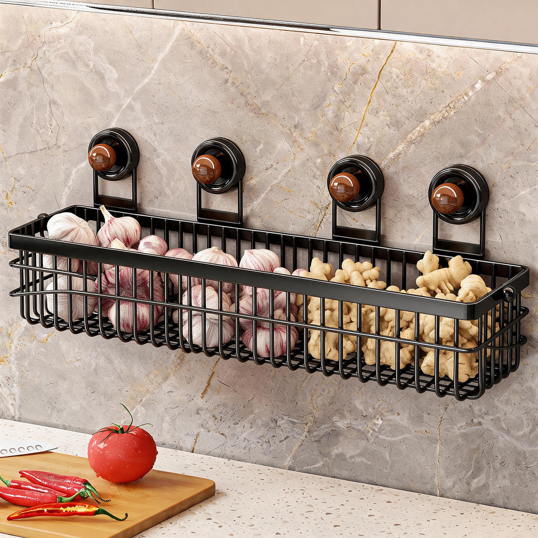 Suction-Attach Kitchen Wire Basket with Quick-Release Mount