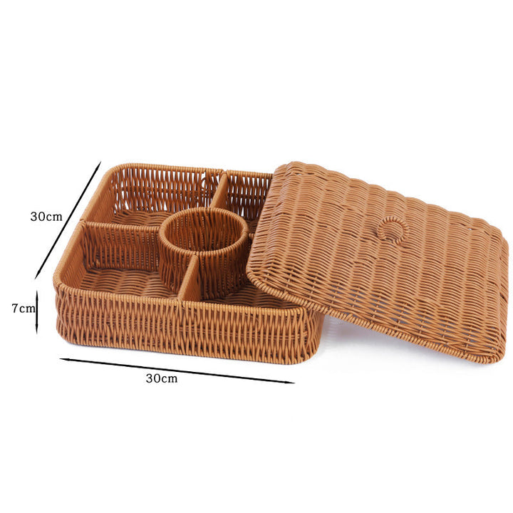 Multi-Compartment Woven Storage Basket