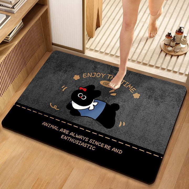 Cartoon Dog-Themed Bath Mat for Bathroom