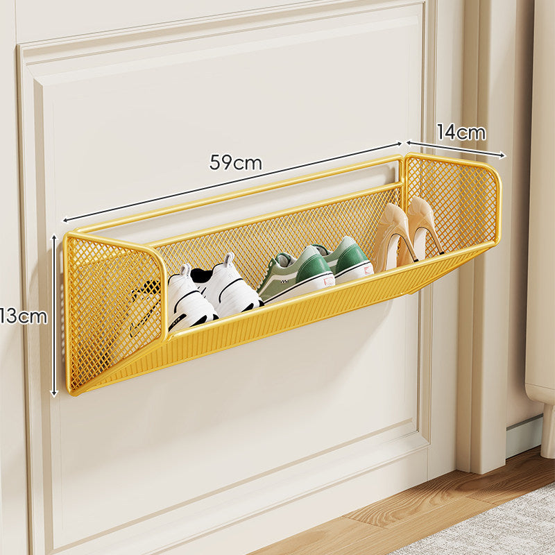 Wall-Mounted Slim Drop-Down Mesh Shoe Shelf Rack