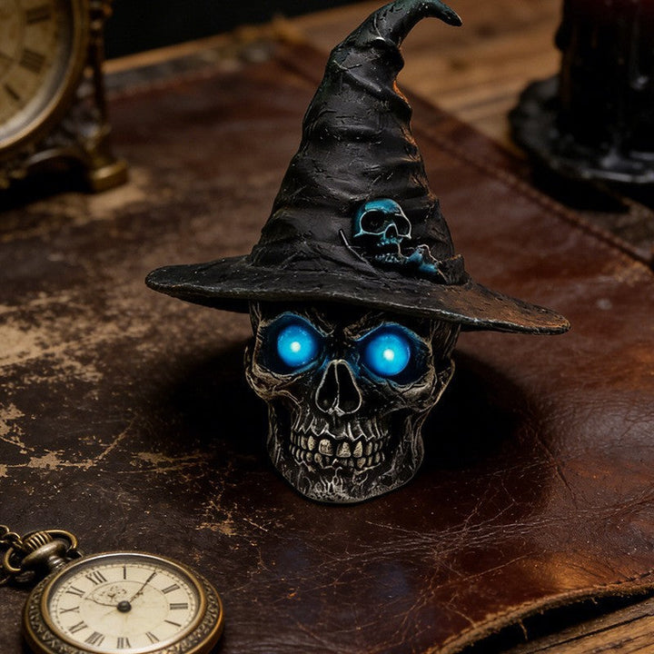 Decorative skull with witch hat
